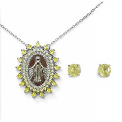 Kit Yellow Fancy – Colar Nossa Senhora das Graças + Brinco 8mm